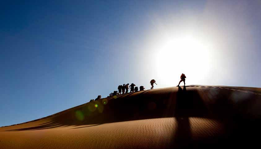 A 6 day tented trek in the vast, remote and hot Sahara Desert. There are no roads, no villages, no people, just sand.