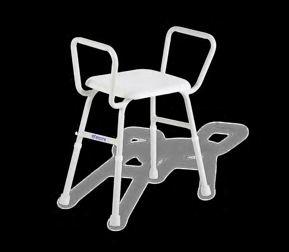 transferring on and off the stool Height adjustable legs Easy push button