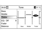 12 Вовед Внесување низа карактери Поставки на тонот Во изборникот за поставки на тонот својствата на тонот може да се наместат различно за секоја бранова должина на радиото и секој извор на аудио
