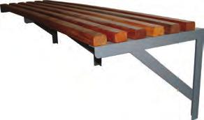 Benches Wall Mounted Bench Range Single Sided WMA001 WMR001 WMS001 Benches optimise floor space by using walls for seating. Manufactured in standard lengths or to customers specific requirements.