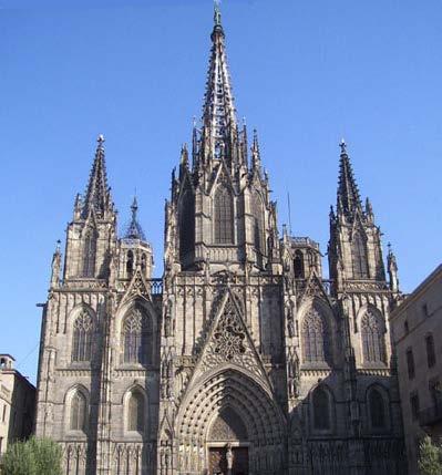 Place of Interest in Barcelona Barcelona Cathedral The earliest origins of Barcelona Cathedral date back to a basilica with three naves, destroyed by Al-Mansur in 925.