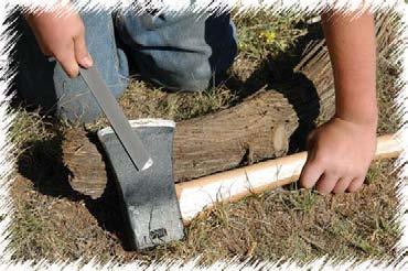 Have the person acknowledge receiving the axe by saying thank you before you release the axe.