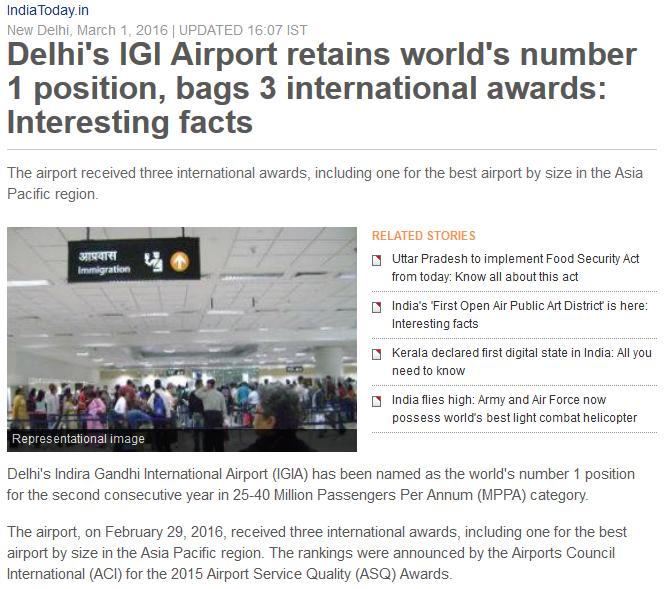 DELHI AIRPORT WORLD NO.