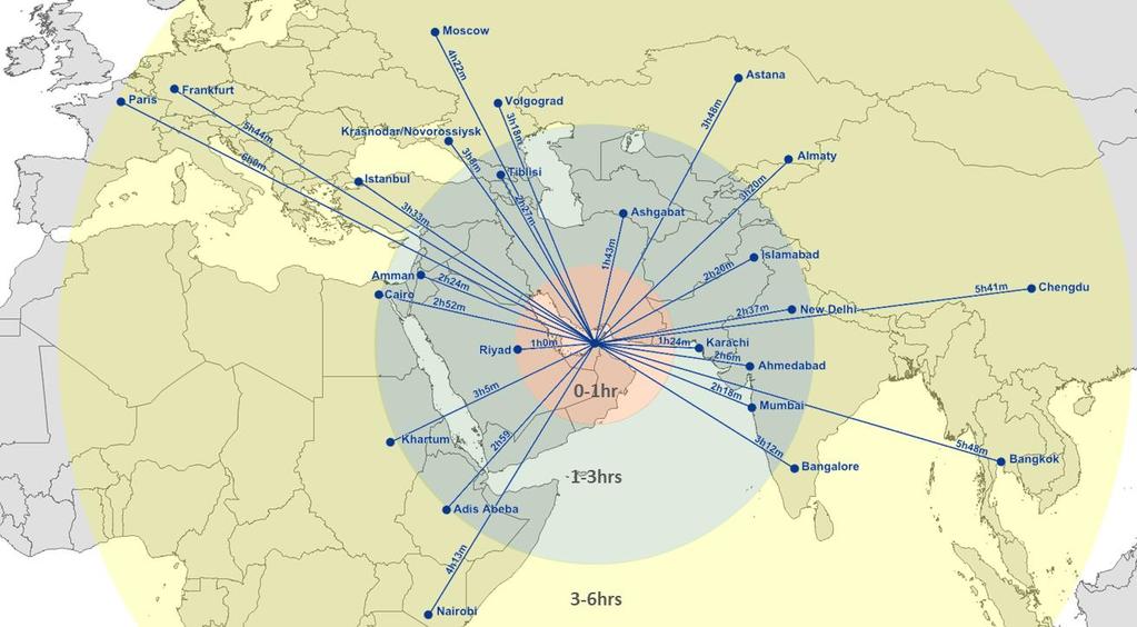 Flight Times From Dubai Connecting the World As a growing distribution hub for the MENASA region, Dubai connects intercontinental hubs to regional distribution