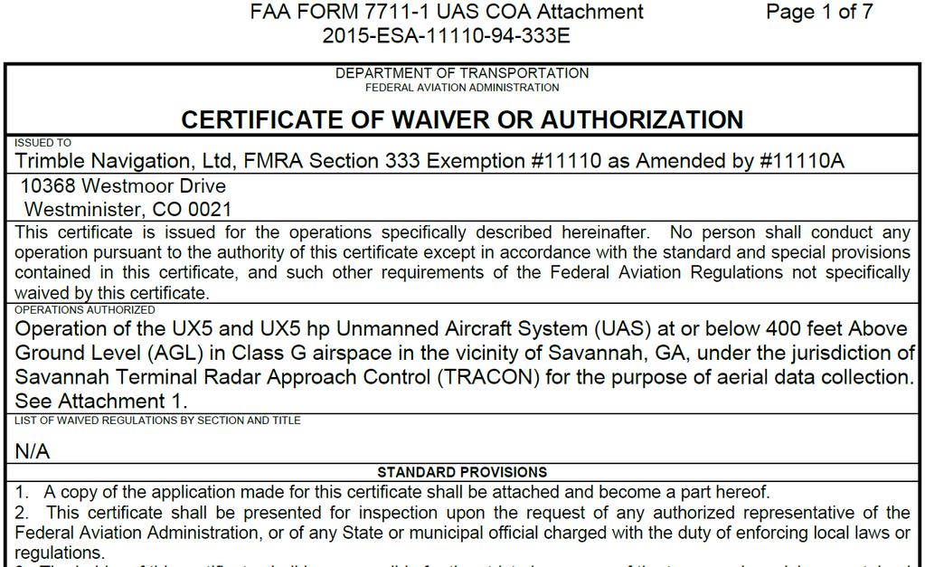 Certificate of Waiver or
