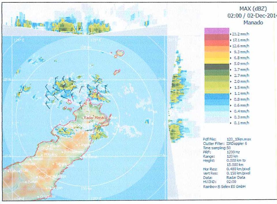 Point of last contact Figure 9 : Satellite weather image on Manado area at the time of occurrence BMKG weather analysis on the day of occurrence stated: 1.