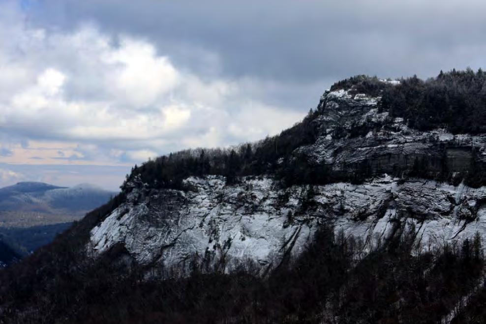 Description: Whiteside Mountain has the highest cliffs in Eastern North America formed by granitic gneiss.