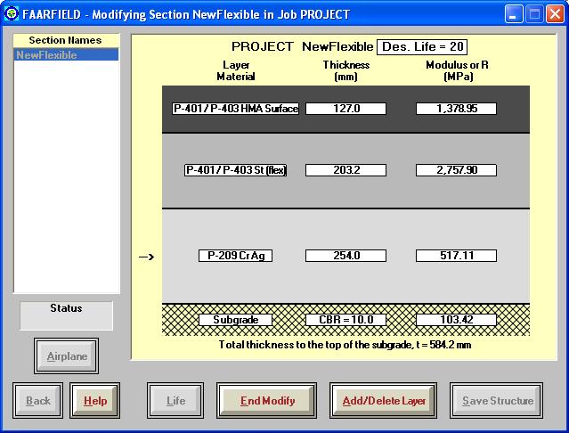 Create a New Job Title Working With a Pavement Section Select the job and then the section you want to analyze. Click End Copy Click on Structure to open the file.