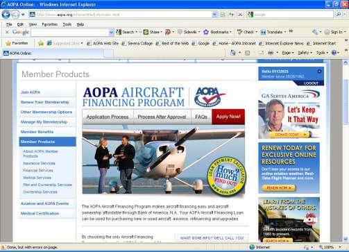 AOPA Aircraft Financing 1.800.62.
