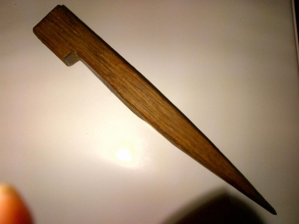 Original red oak, hand riven and sawn, tent peg courtesy