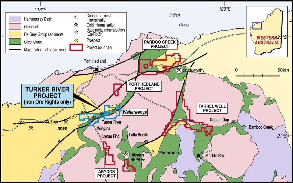 Turner River Iron Ore Project Location Plan WESTERN SHAW PROJECT New Tenement Acquisition Subsequent to quarter end Atlas pegged approximately 222 km 2 of open ground prospective for Channel Iron