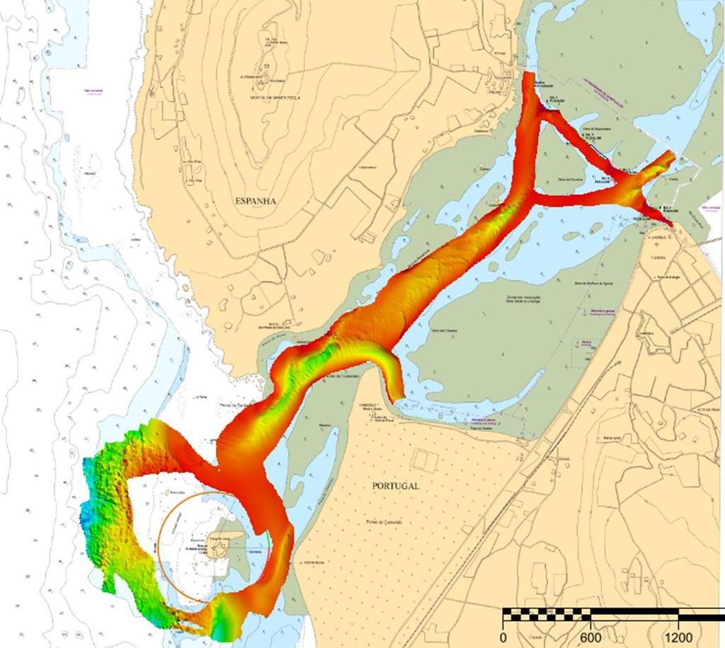 With Spain, IHPT has done one survey at Caminha (Minho river mouth see Figure 7) to collect new bathymetric data and to determine the difference between the two chart datum used by each hydrographic