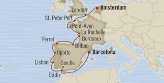 europe Vieyards & Vistas amsterdam to Barceloa 12 days Sep 2, 2015 maria 2 for 1 Cruise fares Bous savigs of $3,600 day port arrive depart Sep 2 Amsterdam, Netherlads Embark 1 pm 6 pm Sep 3 Lodo