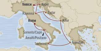 europe Ioia Ispiratio rome to VENICE 10 days Sep 24, 2015 maria 2 for 1 Cruise fares Bous savigs of $1,800 day port arrive depart Sep 24 Rome (Civitavecchia), Italy Embark 1 pm 6 pm Sep 25