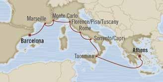 europe Mediterraea Mosaic Athes to barceloa 8 days Oct 5, 2015 Riviera 2 for 1 Cruise fares FREE Pre-Paid Gratuities FREE Ulimited Iteret $200 Shipboard Credit Bous value of up to $2,300 day port