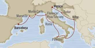 europe Artistic Discoveries Veice to barceloa 11 days Nov 7, 2015 Riviera 2 for 1 Cruise fares FREE Pre-Paid Gratuities FREE Ulimited Iteret $200 Shipboard Credit Bous value of up to $5,000 Barceloa