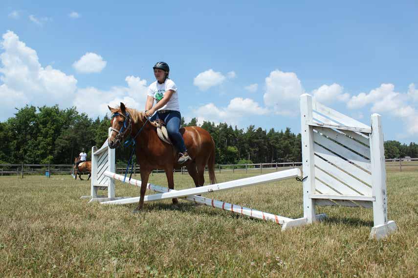 This is a strenuous program so it is suggested that campers horses spend some time getting in shape before arriving at camp. rides, trail obstacles, riding patterns, mounted games, jumping dressage.