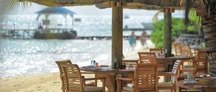 The restaurants and bars at Dinarobin Hotel Golf & Spa are also open to guests of Paradis (on reservation) BLUE MARLIN - seats 80 Beachfront restaurant. Seafood specialities. Breakfast: from 7.30 a.m. to 10 a.