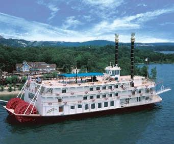 Here, one of the ways the students work for their tuition is making their famous fruitcakes. Buy one to take home! Back down on the shores of Table Rock Lake, we board the Showboat Branson Belle.