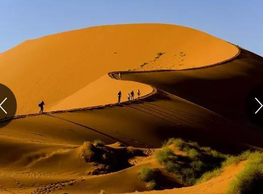 Namibia: In Namibia, you can climb some of the highest sand dunes in the world (or better yet, take a hotair balloon ride over them).