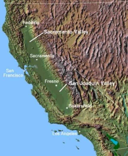 Central Valley Made up of both the Sacramento and San Joaquin Valleys Flat Filled by vast