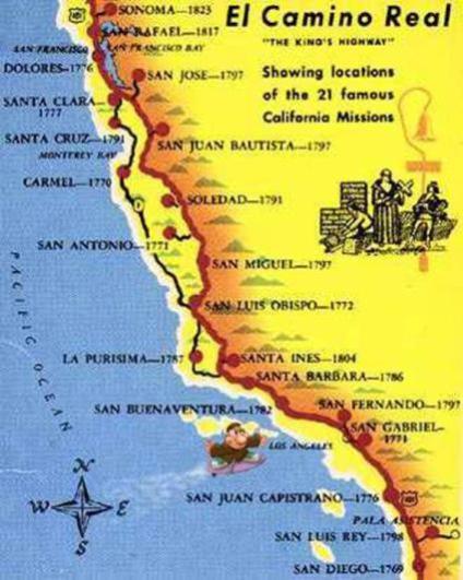 Spanish Settlement Explorations in 16th century 1769-1823: Missions built mostly along coast Convert