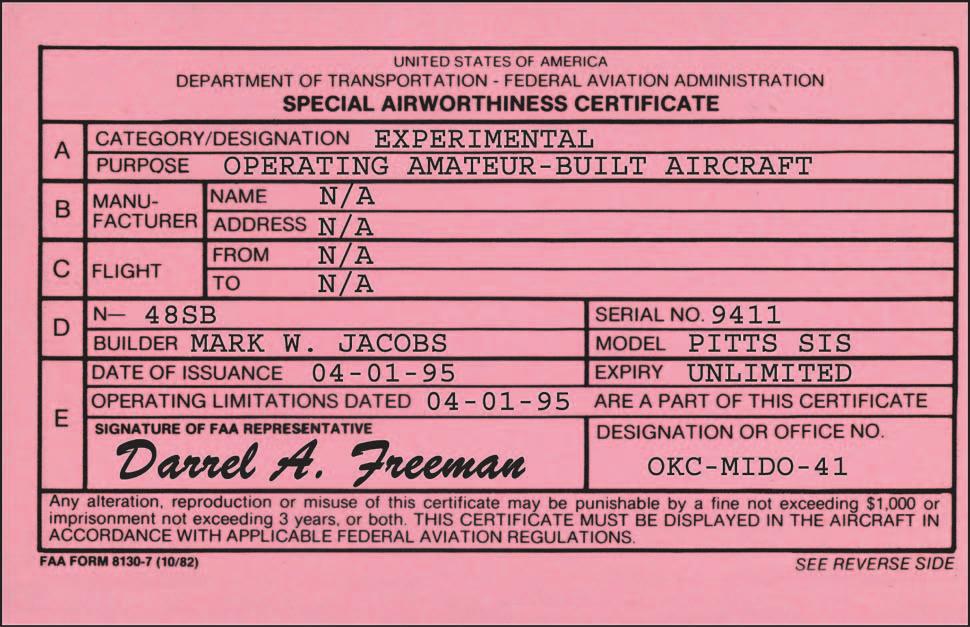 The special flight permit is issued to allow the aircraft to be flown to a base where repairs, alterations, or maintenance can be performed; for delivering or exporting the aircraft; or for