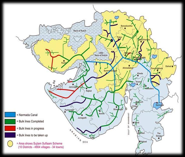 Development Projects: Urban Infrastructure Water State-wide Water Grid As of February 2012, 2,240 km bulk pipelines and about 120,379 km of distribution pipelines have been laid across the state.
