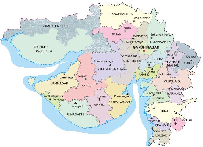 Gujarat Factfile Ahmedabad, Vadodara, Surat, Rajkot, Bhavnagar and Jamnagar are some of the key cities of the state.