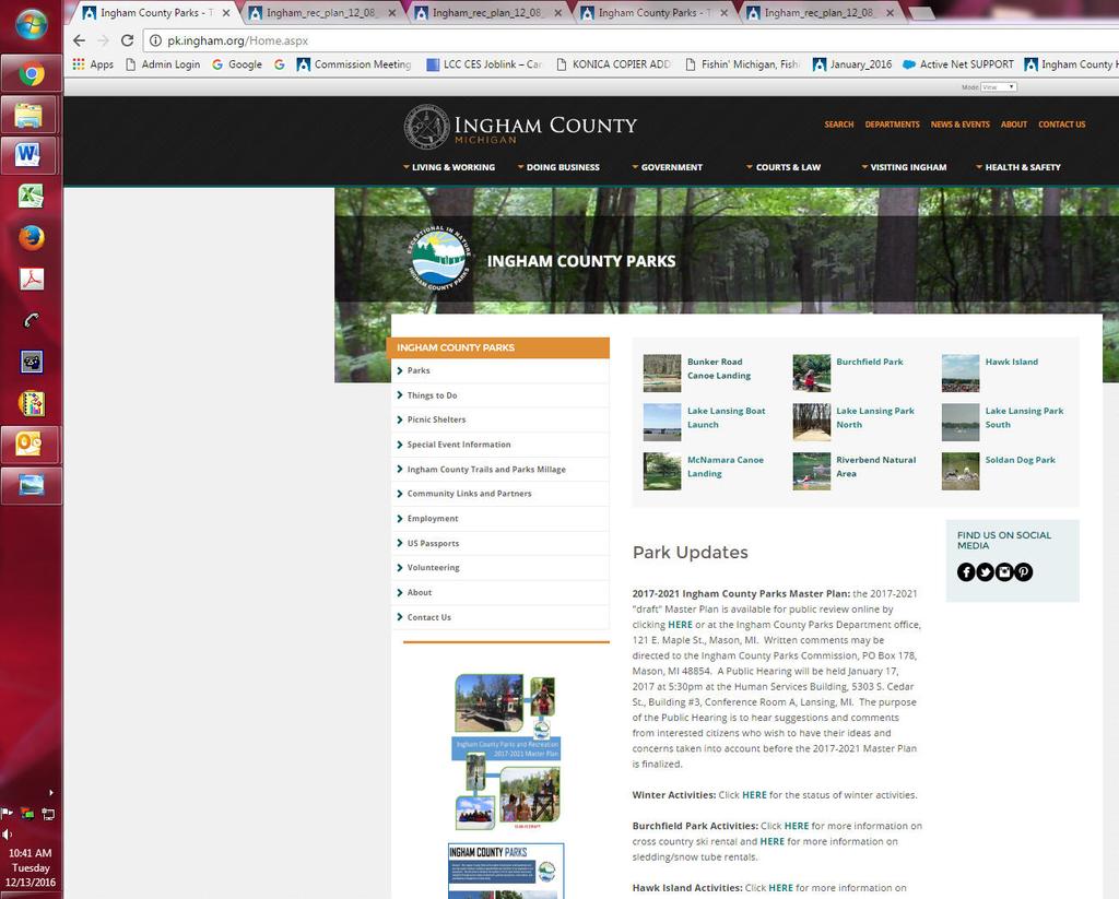 Screen Shots of Website