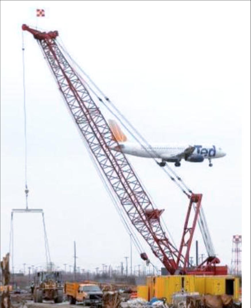 Cranes may need to be marked with an orange checkered flag, lowered at night and during
