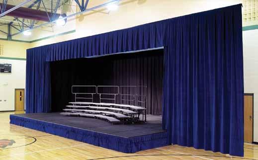 stage accessories: Stage curtains, backdrop frames and stage skirting.