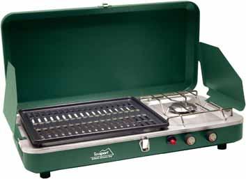 Electronic ignition system no matches needed Ignites in all weather as stored energy produces spark for instant ignition One grill, one 3/4 burner provide up