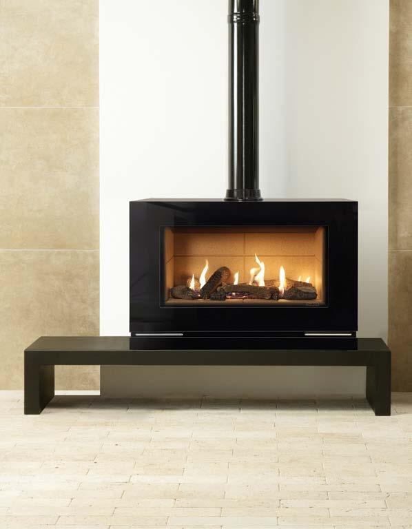 Gas Vision Large conventional flue with Log effect fuel bed,