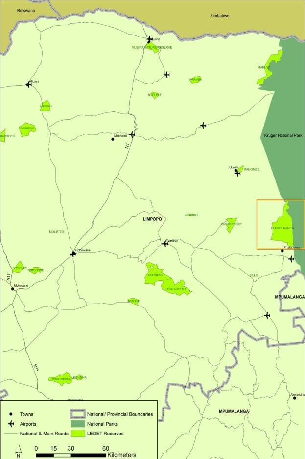 Figure 2: Regional location of the Letaba Ranch Nature Reserve.