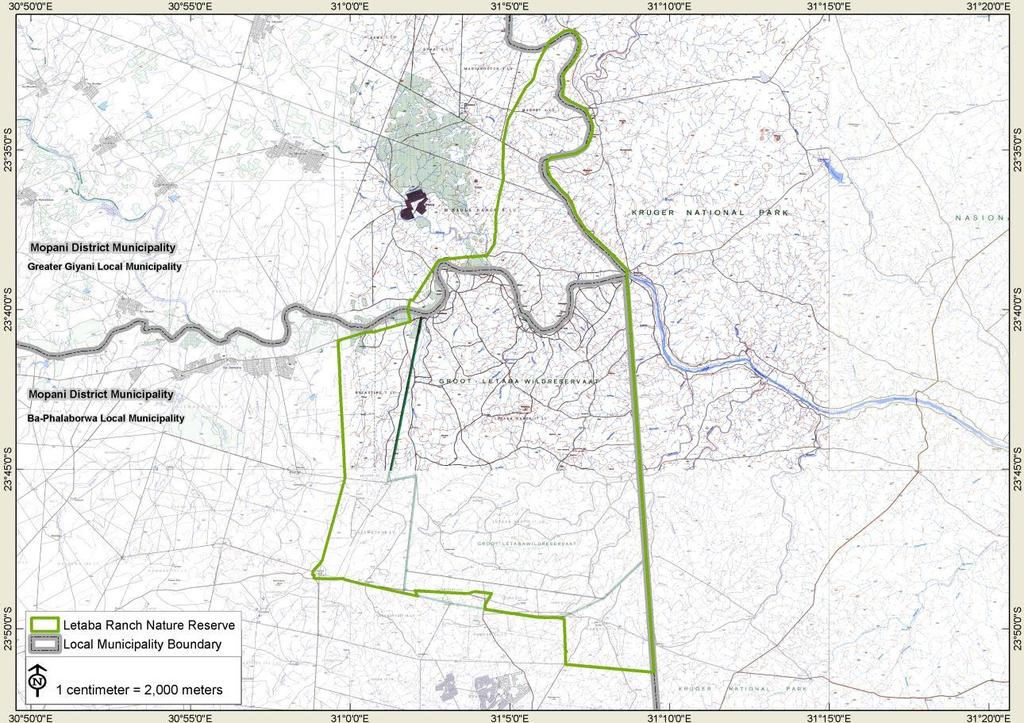Figure 3: Locality map of the Letaba Ranch Nature Reserve.