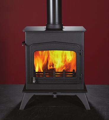 Slender Woodburning only stove Perfect for shallow fireplaces Max log size. 368mm Flue size.