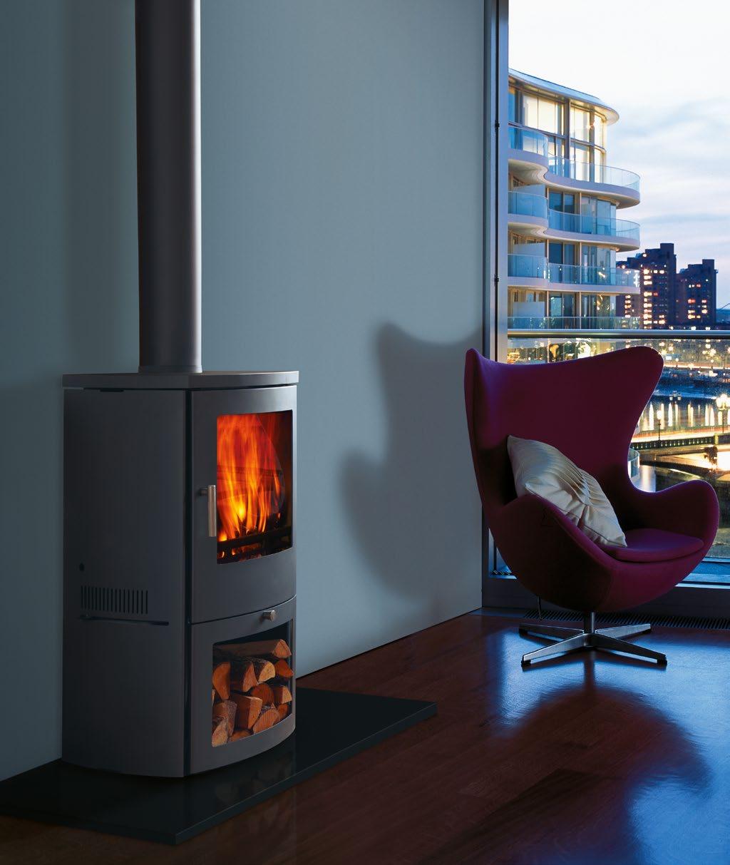 16 Chesney s Solid Fuel Stove Collection The Milan 6 kilowatt stove is shown in silver