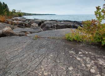 Striation Hiking along the shore of Lake Superior, you come upon a big rock that has long scratches in it, as though someone or something dragged sharp objects across it.