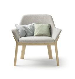 Dining Lounging ➊ ➋ 1 Koila Chair: Solid oak construction. Back in plywood (2 faces oak veneer) or upholstered in fabric, leather or eco-leather. Seat upholstered in fabric, leather or eco-leather.