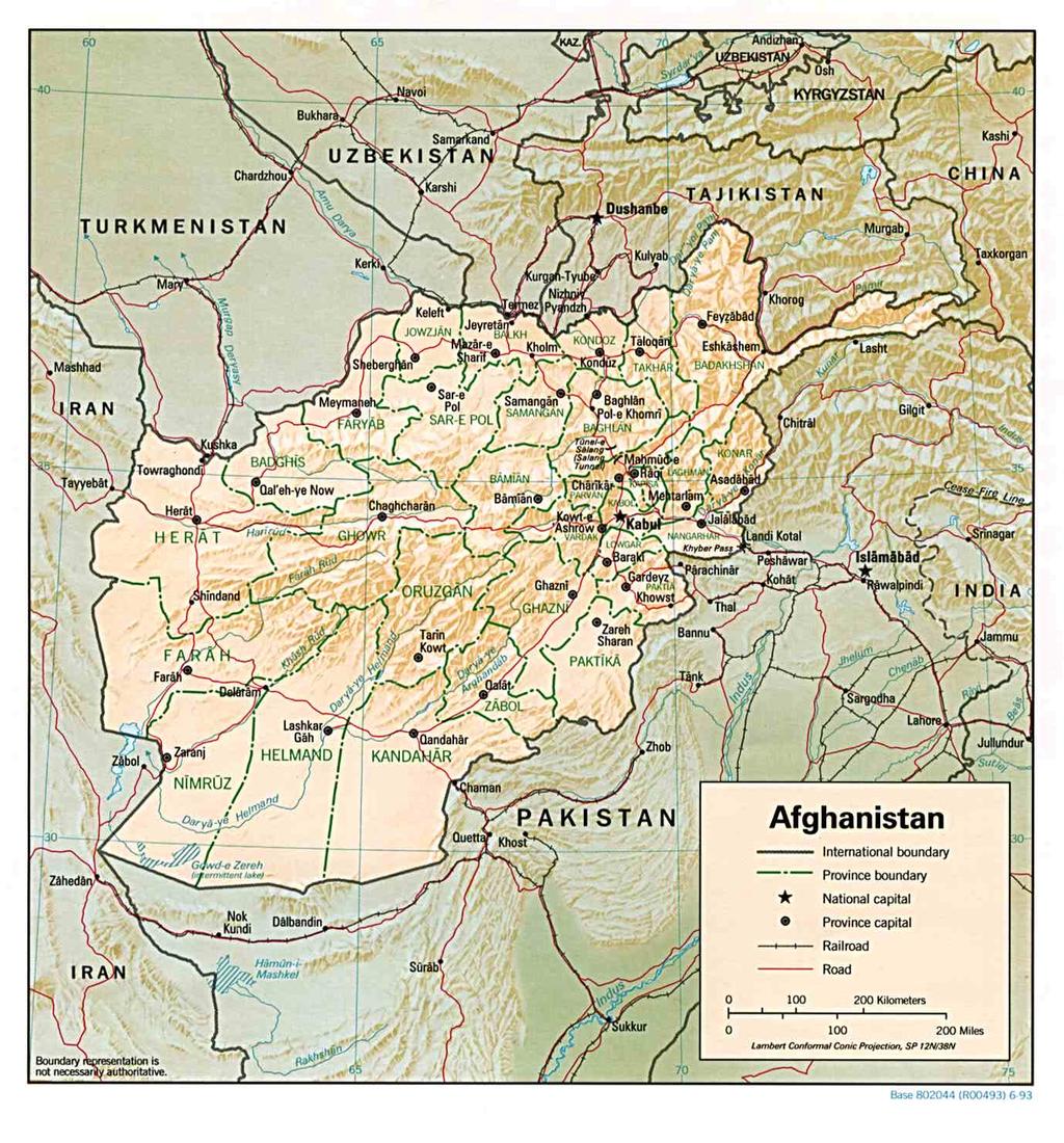 Politična karta Afganistana s provincami Vir: