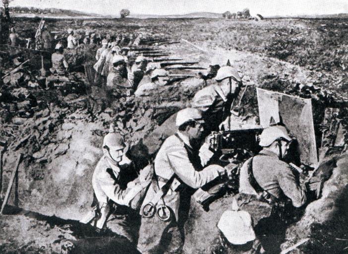 The defending French and British forces were at the point of exhaustion, having retreated continuously for 10-12 days under repeated German attack until they had reached the south of the River Marne.