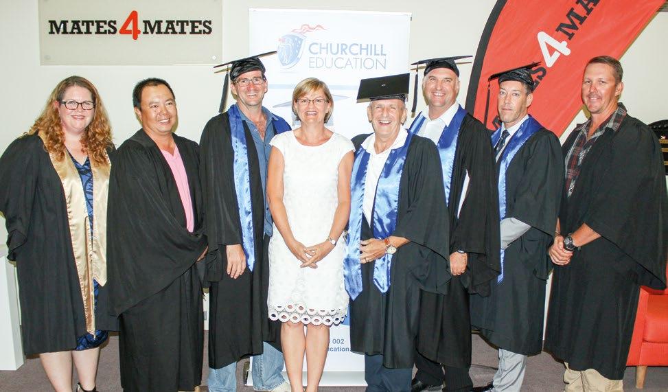 SCHOLARSHIP4MATES PROGRAM SUCCESS The graduate Mates with the staff from Churchill Education. DURING February, seven of our Mates graduated with a Diploma of Leadership and Management.