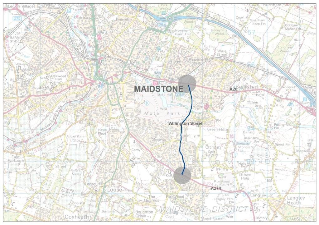 2.2.2 The A274 Sutton Road corridor is the main route to Maidstone for the communities to the south east of the town.