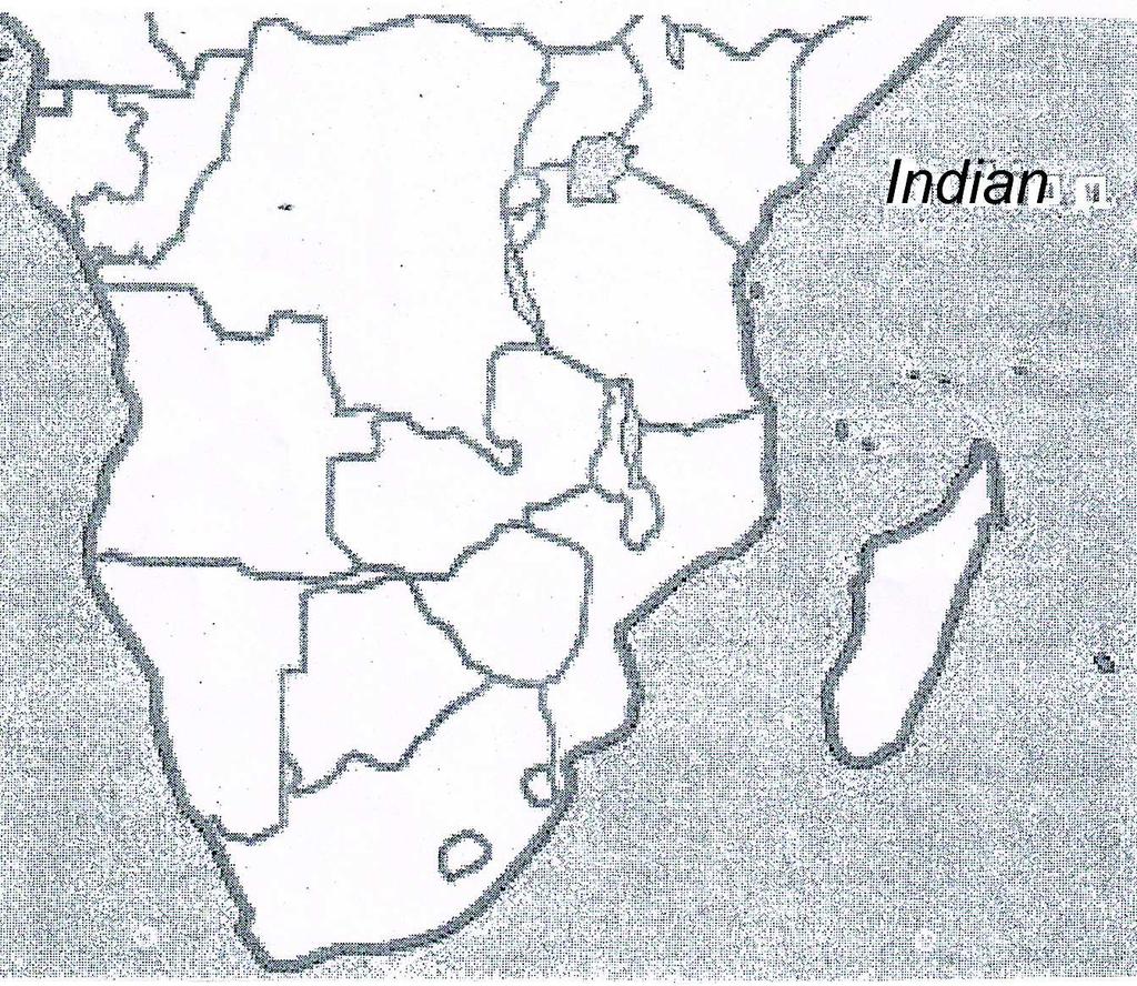 12 TOURISM (TRSM) (COPYRIGHT 06/09) SECTION D: TOURISM GEOGRAPHY,ATTRACTIONS AND TRAVEL TRENDS QUESTION 6 6.1 Refer to the map of SADC countries below to answer this question. C L A K B Z W Y 6.1.1 Name the countries labelled A, B and C.
