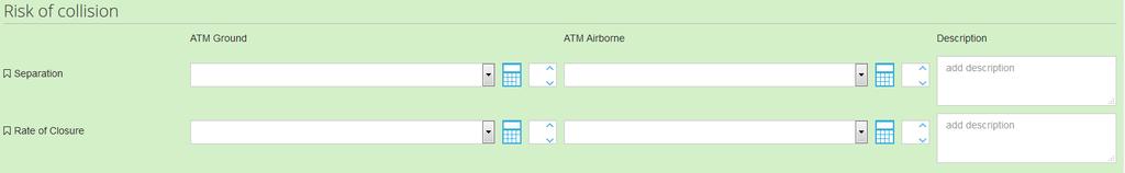 The appropriate fields of the ATM Ground and ATM Airborne columns are available to score all the criteria listed under severity and repeatability sections.