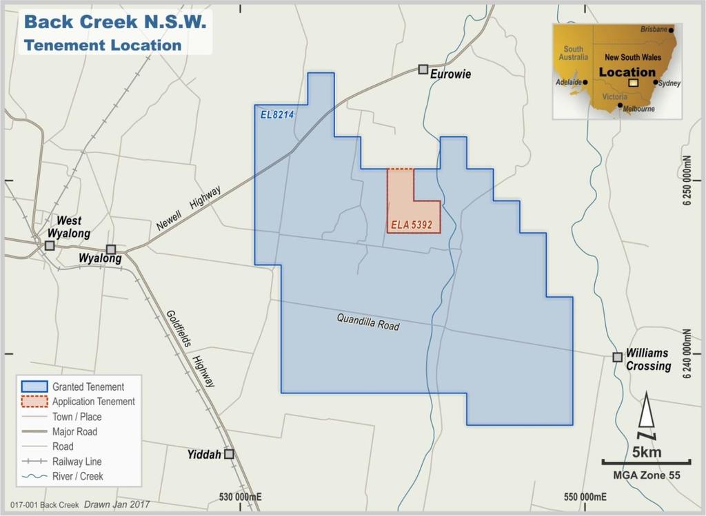 Exploration: Back Creek, NSW Gwalia A rich history with a bright future Back Creek, NSW An airborne geophysical survey completed during the December 2016 quarter Data processing and image generation