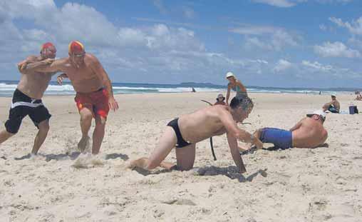 Sport results@ho.net.au Surf Life Saving Clubs: for safety s sake S Dennis beats pallers Grant Carey, Sim Ceglinski and Stewart White to the flag during the seniors event.