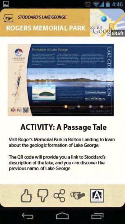 Chapter Five: Marketing Development Strategy PASSAGE TALE: Naming of Lake George This clue will direct the user to a GPS loca on (an interpre ve sign overlooking the lake in Bolton Landing s Rogers