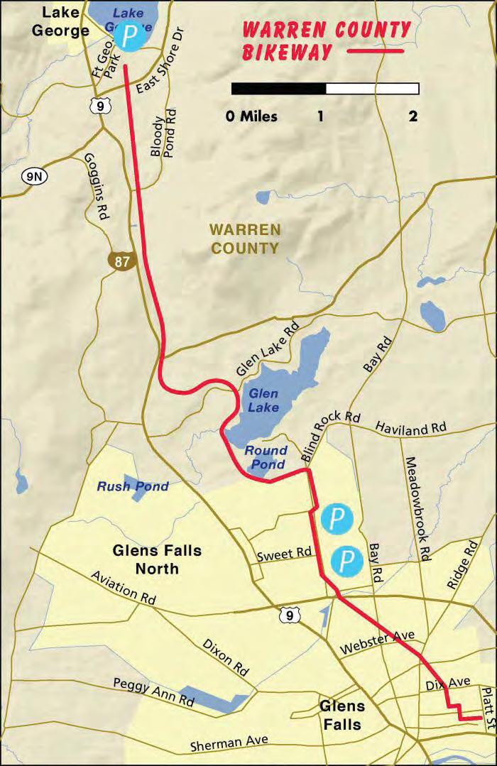 Town and Village of Lake George Trail Hubs Trail Highlights Name: Warren County Bikeway Loca on: To Glens Falls trailhead; take I-87 to Exit 18; go east for about 1 mile.